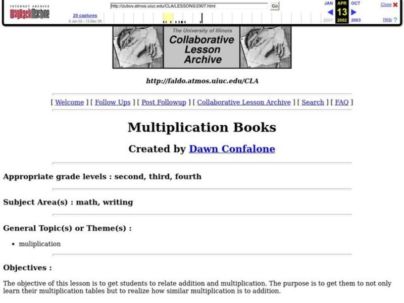 Multiplication Books Lesson Plan