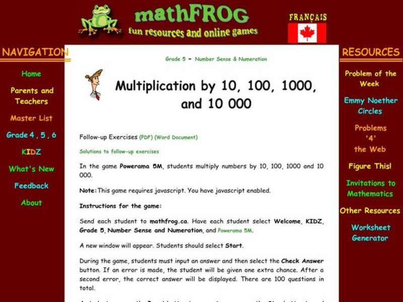 Multiplication by 10 Lesson Plan