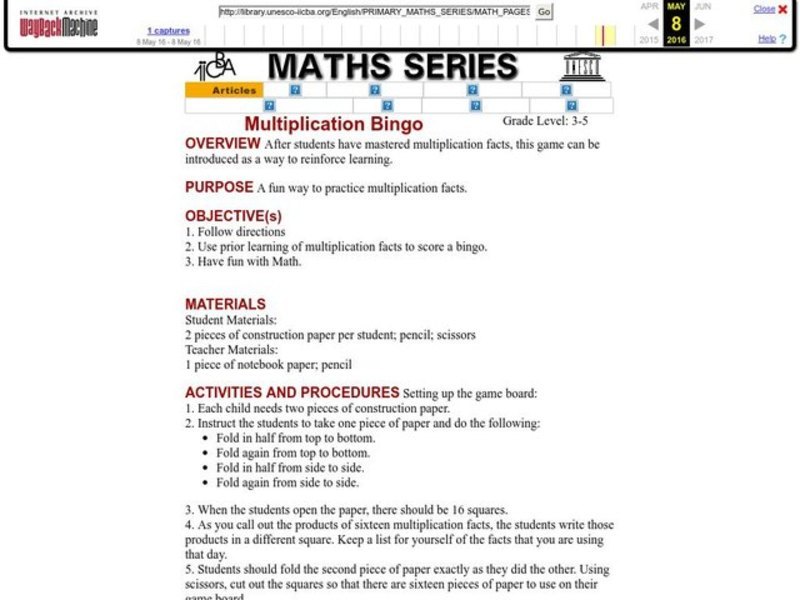 Multiplication Bingo Lesson Plan