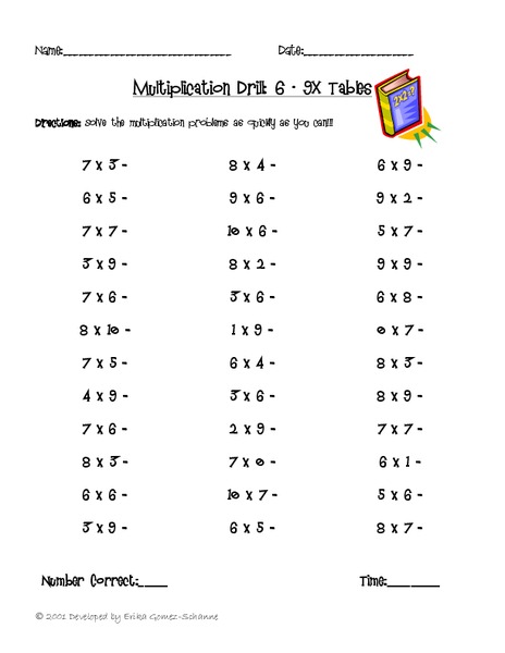 Multiplication Drill Lesson Plan