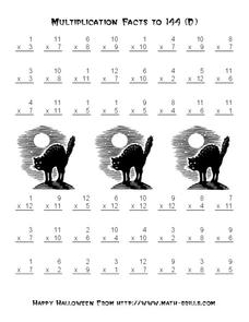 Multiplication Facts to 144 Worksheet