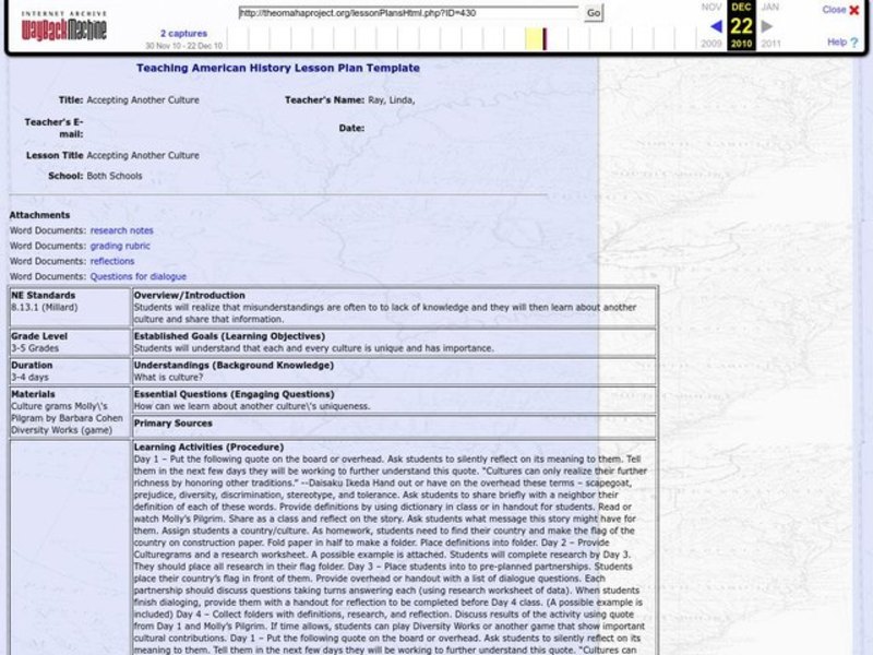 Accepting Another Culture Lesson Plan