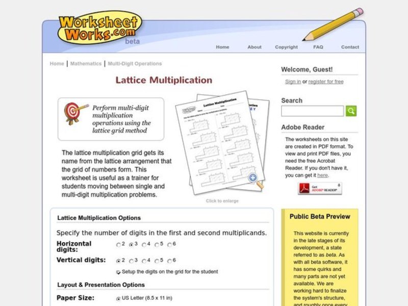 Multiplication Grids Worksheet