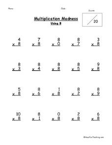 Multiplication Madness Worksheet