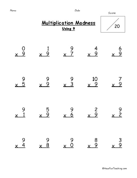 Multiplication Madness Worksheet
