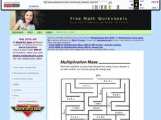 Multiplication Maze Worksheet