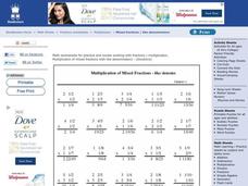 Multiplication Of Mixed Fractions Worksheet