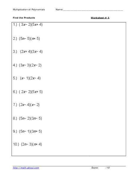 Multiplication of Polynomials Lesson Plan