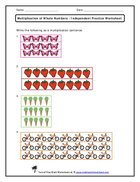 Multiplication of Whole Numbers Worksheet