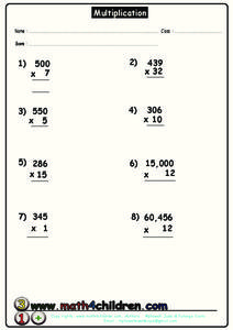 Multiplication Practice Worksheet