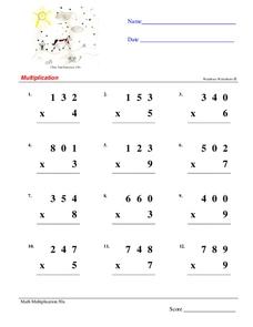Multiplication Problems Worksheet