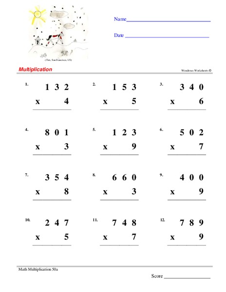 Multiplication Problems Worksheet