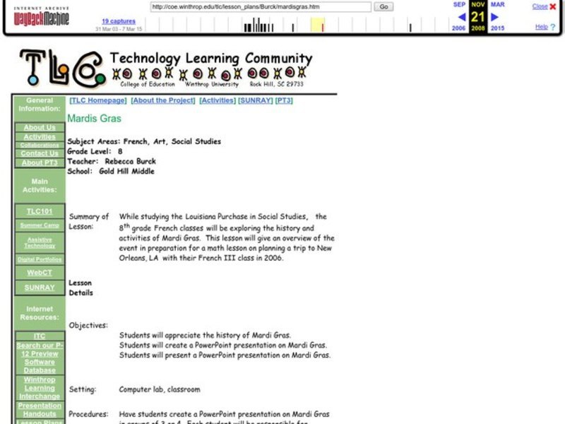 Mardi Gras Lesson Plan