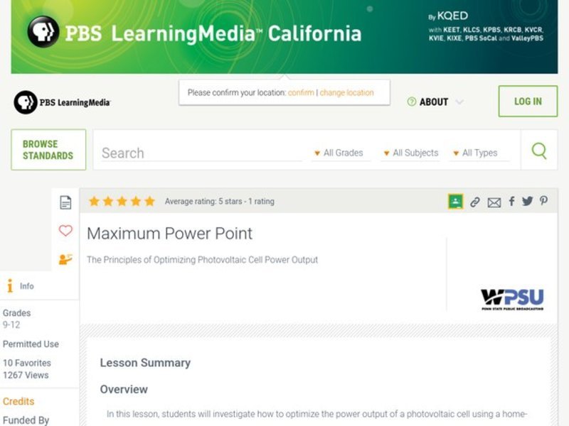 Maximum Power Point Lesson Plan