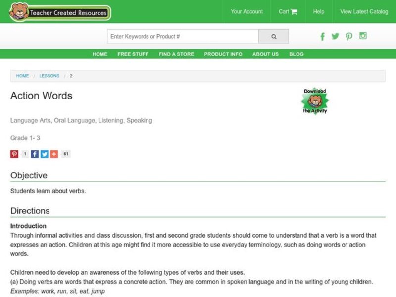Action Words Lesson Plan