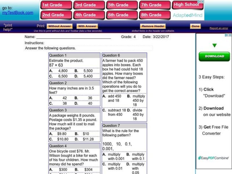 Multiplication word problems Worksheet