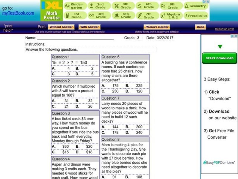 Multiplication word problems Worksheet