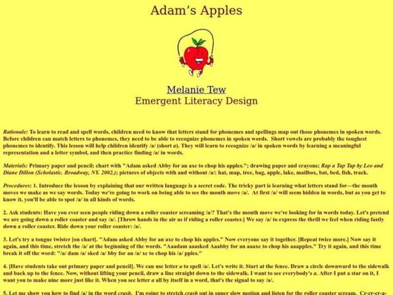 Adam's Apples Lesson Plan