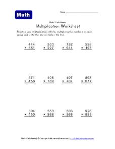 Multiplication Worksheet Worksheet