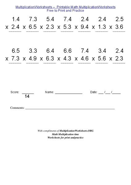 Multiplication Worksheets Worksheet
