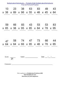 Multiply 2-Digit Numbers Worksheet