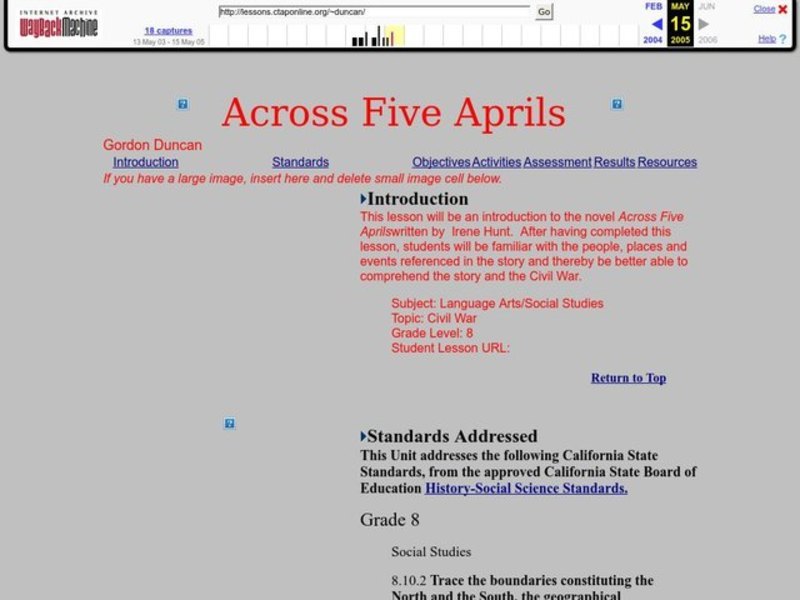 Across Five Aprils Lesson Plan