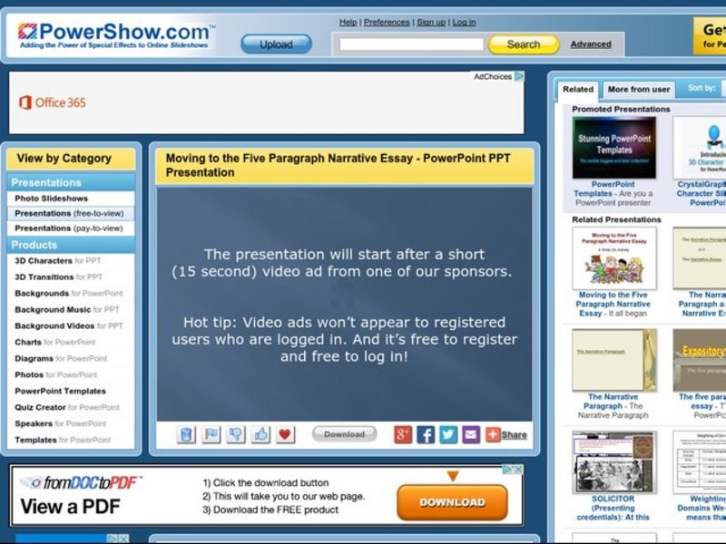 Moving to the Five Paragraph Narrative Essay  PPT