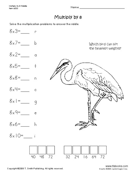 Multiply by 8 Worksheet