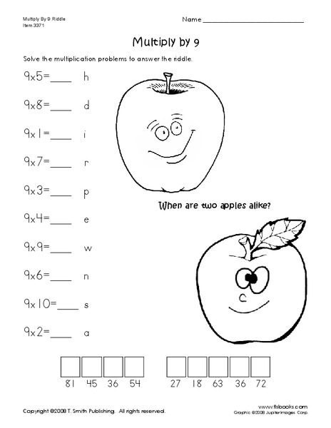 Multiply by 9 Worksheet