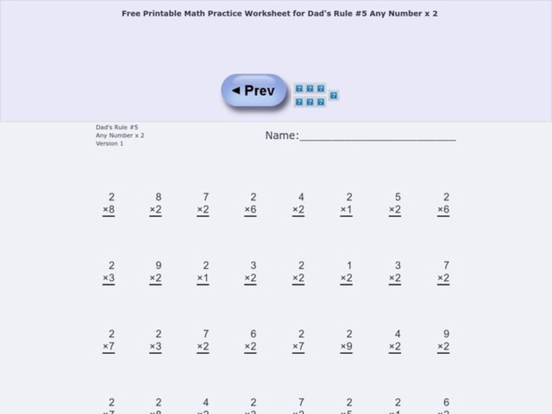 Multiply by 2 Worksheet