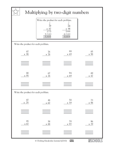 Multiply by Two-Digit Numbers Worksheet