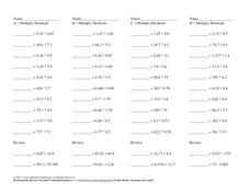 Multiply Decimals Worksheet