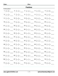 Multiply Fractions Worksheet