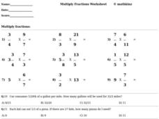 Multiply Fractions Worksheet Worksheet