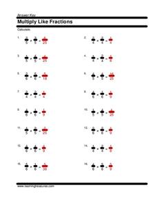 Multiply Like Fractions Worksheet