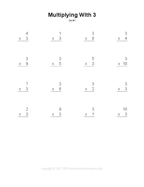Multiply with 3 Worksheet