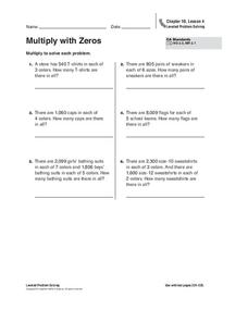 Multiply With Zeros Worksheet