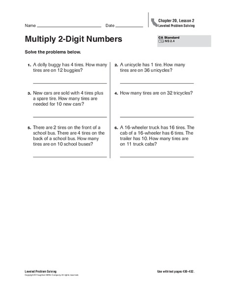 Multiplying 2-Digit Numbers Worksheet