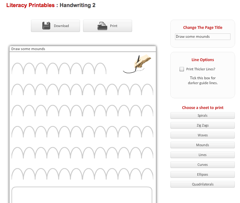 Literacy Printables : Handwriting 2 Worksheet