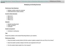 Multiplying And Dividing Decimals Lesson Plan