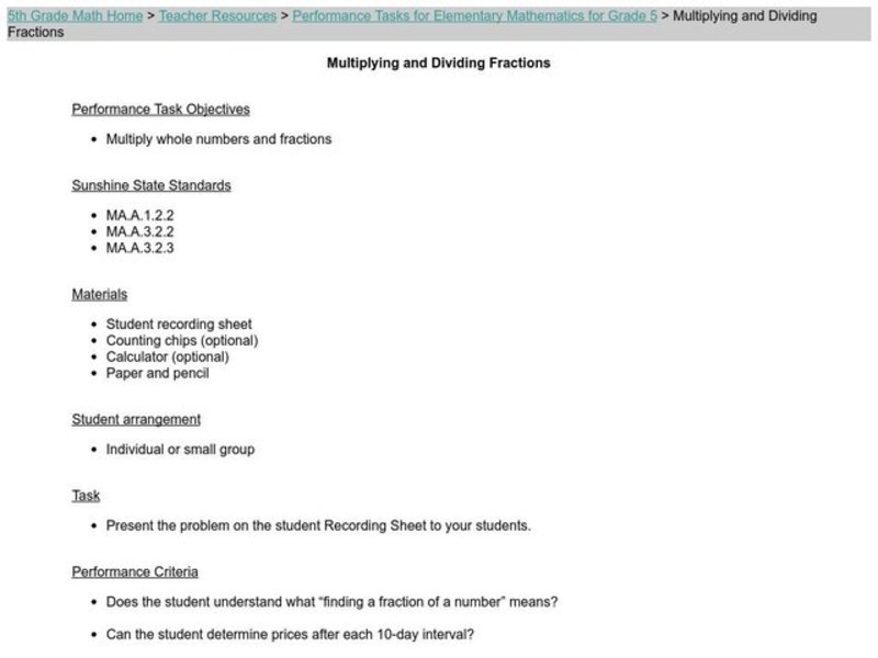 Multiplying and Dividing Fractions Lesson Plan