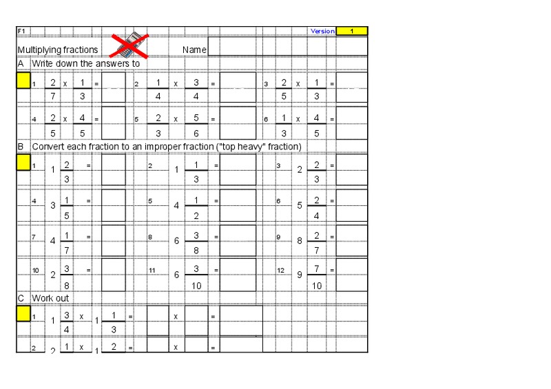 Multiplying and Dividing Fractions Worksheet