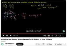 Multiplying and Dividing Rational Expressions 1, Algebra II Instructional Video