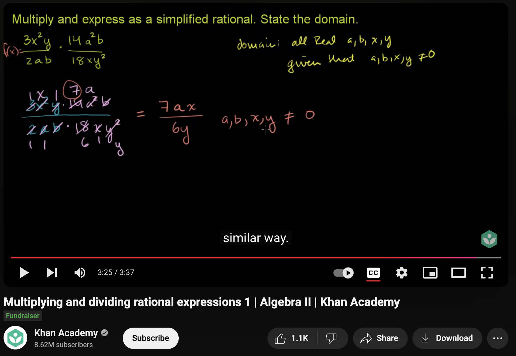 Multiplying and Dividing Rational Expressions 1, Algebra II Instructional Video