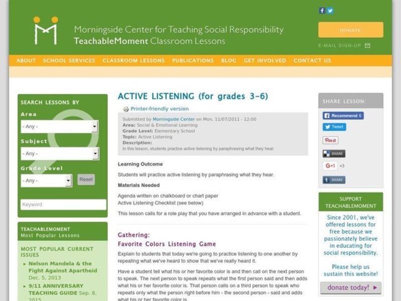 Active Listening Lesson Plan