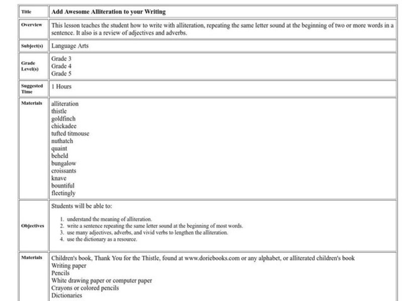 Add Awesome Alliteration to Your Writing Lesson Plan