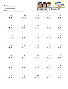 Multiplying By 0 Worksheet
