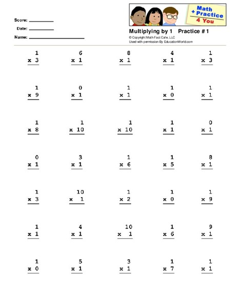 Multiplying by 1 Worksheet