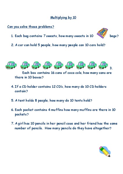 Multiplying by 10 Worksheet