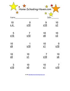 Multiplying By 10 Worksheet